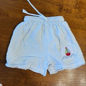 Mia’s seersucker swim trunks sailboat smocked shorts size 12 months